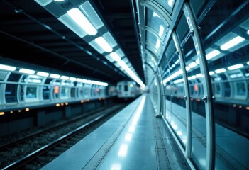 Modern subway station with sleek design and bright lighting, ready for passengers