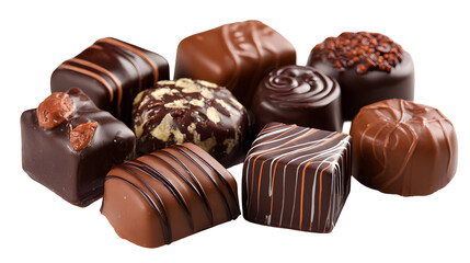 Obraz premium A row of chocolate truffles with white stripes