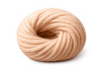 Soft peach merino wool yarn ball isolated on transparent background, perfect for knitting and crochet projects