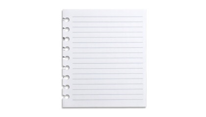Blank lined paper sheet with binder holes on the left
