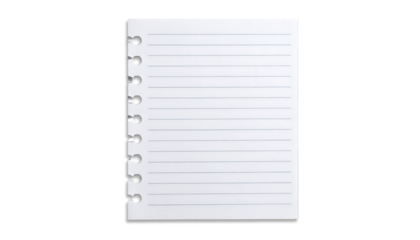 Blank lined paper sheet with binder holes on the left