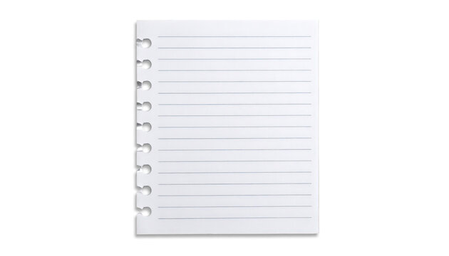 Blank lined paper sheet with binder holes on the left