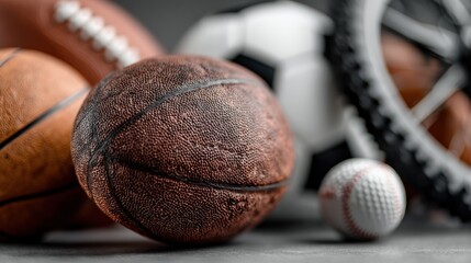 Vintage sports balls collection display