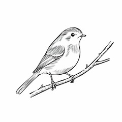 European Robin Perched on a Branch in Spring Nature Image vector isolated on white background.