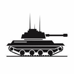 Fototapeta premium War Tank Vector. Black and white War Tank Vector Image isolated on white background.