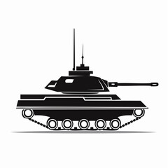 Fototapeta premium War Tank Vector. Black and white War Tank Vector Image isolated on white background.