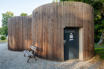The building has organic shapes that completely contradict the conventional perception of public...