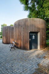 The building has organic shapes that completely contradict the conventional perception of public...