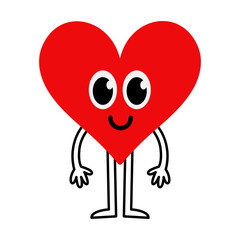 Cartoon heart character waving hello. Cute heart mascot with a friendly wave.