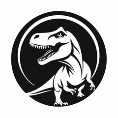 Fototapeta premium Creative tyrannosaurus rex circle symbol logo vector on white background.