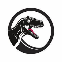 Creative tyrannosaurus rex circle symbol logo vector on white background.
