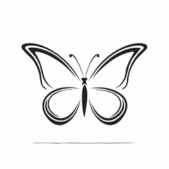 Butterfly Ribbon Silhouette Vector Art, Icons, and Graphics on white background.