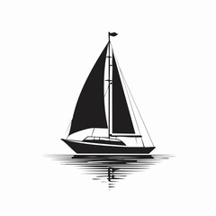 Silhouette of a Peaceful Sailboat Drifting Gracefully in the Middle of the Vast Ocean