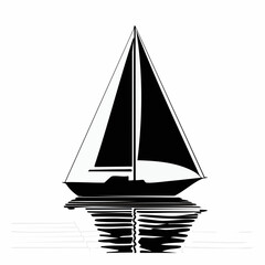 Silhouette of a Peaceful Sailboat Drifting Gracefully in the Middle of the Vast Ocean