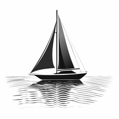 Silhouette of a Peaceful Sailboat Drifting Gracefully in the Middle of the Vast Ocean
