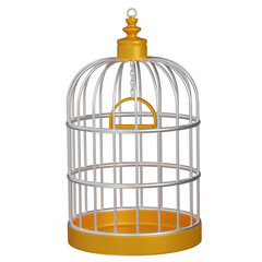 3d render Golden Bird Cage Illustration icon 