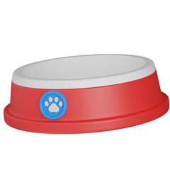 3D Render of a Red Pet Food Bowl with Paw Print Detail