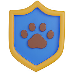 3d render  Shield with Paw Print icon 