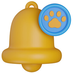 3d render Cute Pet Notification Bell