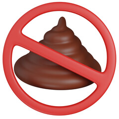 3d render No Pooping A Prohibition Sign