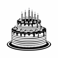 Birthday cake with candles image vector isolated on white background.