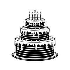 Birthday cake with candles image vector isolated on white background.