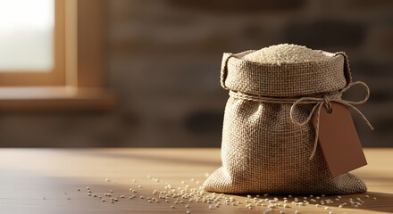 Rice in Burlap Sack Still Life Food Photography