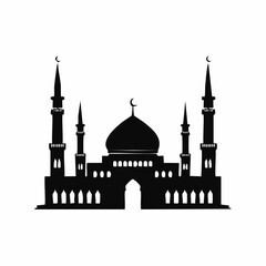 Illustration of Islamic Mosque Silhouette Vector isolated on white background.
