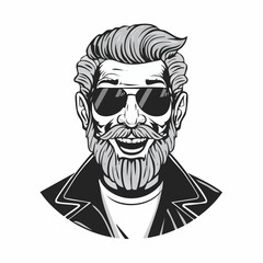 Rock And Roll Old Man Image vector. Rock and roll lifestyle Illustration on white background.
