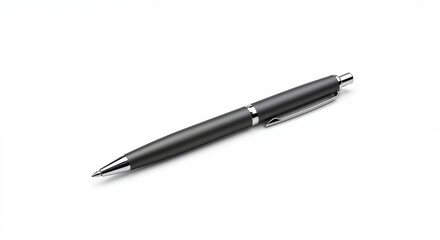 Black ballpoint pen with silver clip for office and writing use