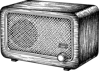 Retro tabletop radio  hand-drawn style