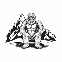 Yeti in the snow covered Himalaya mountains image vector isolated on white background.