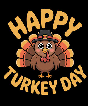 Naklejki Happy Turkey Day Gifts Cute Thanksgiving
