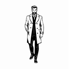 Stylish man in coat image. Handsome Stylish Man Showcasing Street Fashion.