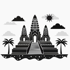 Obraz premium Angkor Wat Vector. Angkor Wat icon Simple Vector Illustration on white background.