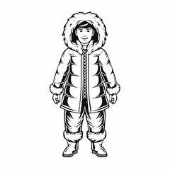 Eskimo Costume Image Vectors and Vector Art isolated on white background.
