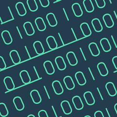 Abstract Binary Code Background in Green on Dark Blue, Representing Digital Data, Programming, and Technology