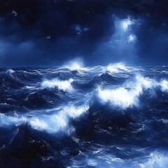 Fototapeta premium Moonlight on a turbulent sea.