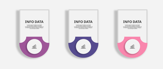 Modern infographic template with three data points. Perfect for presentations, business reports, and data visualization.