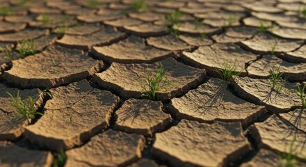 Resilience of Life: Small Green Shoots Emerge from Parched Earth after the Drought