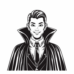 Confident vampire businessman wearing a suit and cape image vector isolated on white background