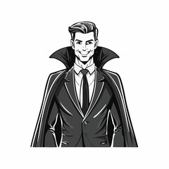 Confident vampire businessman wearing a suit and cape image vector isolated on white background