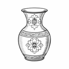 Ceramic Chinese Vase Image vector isolated on white background.