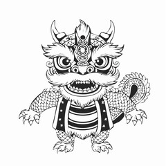 Dragon or lion dance show Barongsai in celebration Chinese lunar new year festival Asian traditional