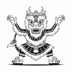 Dragon or lion dance show Barongsai in celebration Chinese lunar new year festival Asian traditional