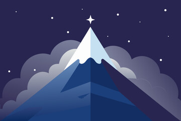 Reaching the Summit A Nighttime Mountain Peak Illustration