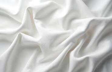 Obraz premium Soft white polyester fabric flows in gentle waves, creating a textured background. This smooth, elegant textile offers a clean, minimalist aesthetic suitable for fashion, decor, and luxury brands.