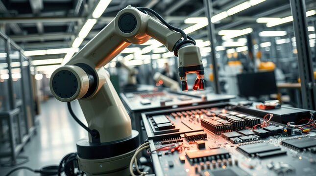 Robotic arm precisely assembles PCBA