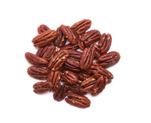 Pecan nuts on a white background