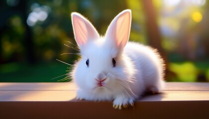 Obraz premium the fluffy white rabbit a sweet little white bunny perfect for easter or any other cheerful holiday